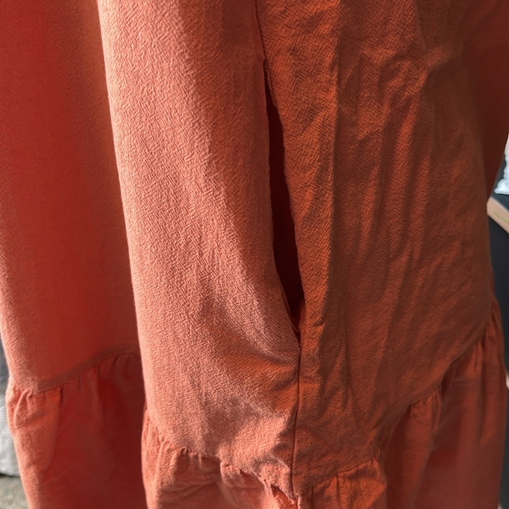 Universal Thread Coral Button-Down Ruffle Dress - Picture 5 of 8